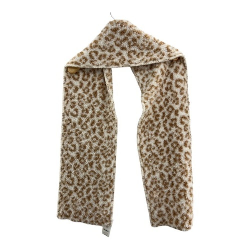 Jenni Womens Sherpa Scarf Beige Brown Animal Print Rectangle Muffler Soft OS New